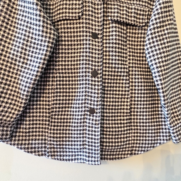 Joie Houndstooth Button Down Women's Boho Casual Shacket Black White Size 1X - Picture 9 of 16